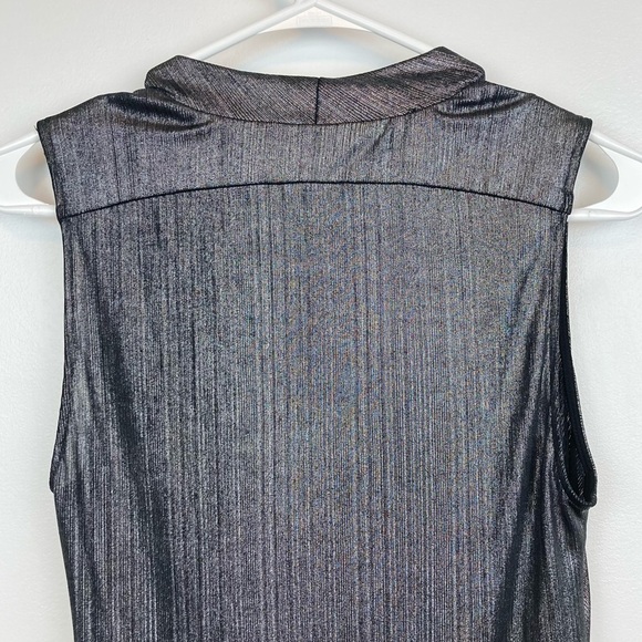 DREW Draped Neck Metallic Gray Sleeveless Top - Picture 5 of 12